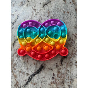 Kids Rainbow Pop It Fidget Heart Toy 5" ~ New